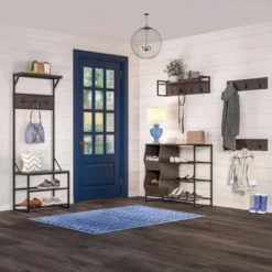 Afton 4 Hook Metal Frame Wall Shelf Woodgrain - RiverRidge Home 8 Afton 4 Hook Metal Frame Wall Shelf Woodgrain - RiverRidge Home -WorkHaven Sales Shop GUEST 5da4097f 0463 4a1d 9e0d 1f506ca73cf4