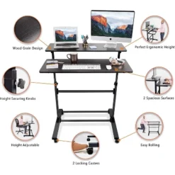 Tranzendesk Dual Level Standing Desk – 40" Mobile Height Adjustable Workstation – Black – Stand Steady -WorkHaven Sales Shop GUEST 5e360680 250c 45a7 8c7a 97900eb6bf27