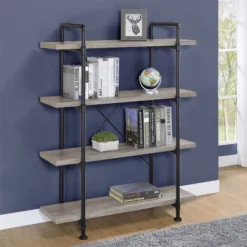55.75" Delray 4 Shelf Bookcase Gray Driftwood - Coaster