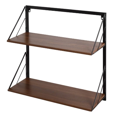 Honey-Can-Do 2 Tier Laundry Shelf With Wood Walnut 5 Honey-Can-Do 2 Tier Laundry Shelf With Wood Walnut - Image 5