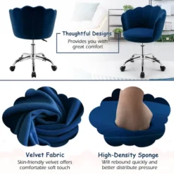 Costway Velvet Petal Shell Office Chair Adjustable Swivel Accent Vanity Armchair YellowBlueGreyPink -WorkHaven Sales Shop GUEST 5f71d811 56f8 4221 84bc 846e1799acf5