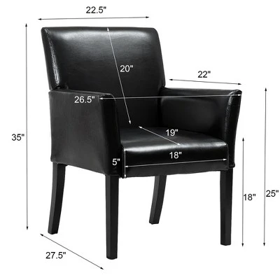 Costway Executive PU Leather Guest Chair Reception Side Arm Chair Upholstered 2 Costway Executive PU Leather Guest Chair Reception Side Arm Chair Upholstered - Image 2