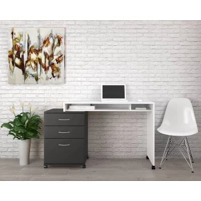 2pc Essentials Home Office Set With 3 Drawer File Cabinet - Nexera 6 2pc Essentials Home Office Set With 3 Drawer File Cabinet - Nexera - Image 6