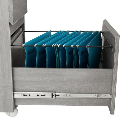 Rolling 2 Drawer Vertical File Cabinet With Lock And Storage Gray - Techni Mobili 9 Rolling 2 Drawer Vertical File Cabinet With Lock And Storage Gray - Techni Mobili - Image 9