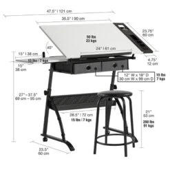 Core Drawing Table And Stool Set Charcoal Black/White - Studio Designs 39 Core Drawing Table And Stool Set Charcoal Black/White - Studio Designs -WorkHaven Sales Shop GUEST 6196a32c e576 4d20 a4d7 3255f6d054a7