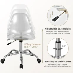 Costway Rolling Acrylic Armless Office Chair Swivel Vanity Chair Adjustable Height 14 Costway Rolling Acrylic Armless Office Chair Swivel Vanity Chair Adjustable Height -WorkHaven Sales Shop GUEST 6202a4a8 4527 4dac b7ee 1c908e2c23b3