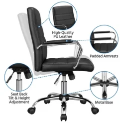 Yaheetech Mid-Back Office Chair With Arms 360° Swivel PU Leather Office Executive Chair -WorkHaven Sales Shop GUEST 628437fa e1a0 4235 b90c c19b71843bc1