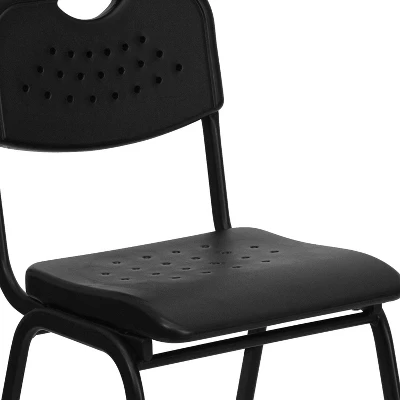 Emma And Oliver Black Plastic Student Classroom Stack Chair With Open Back 4 Emma And Oliver Black Plastic Student Classroom Stack Chair With Open Back - Image 4