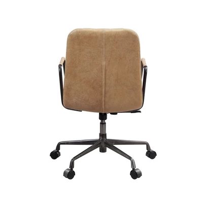 Simple Relax Top Grain Leather Upholstered Office Chair In Rum 3 Simple Relax Top Grain Leather Upholstered Office Chair In Rum - Image 3