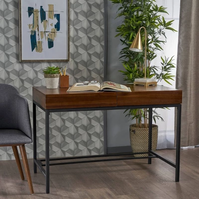 Ebany Industrial Acacia Wood Storage Desk Dark Oak - Christopher Knight Home 1 Ebany Industrial Acacia Wood Storage Desk Dark Oak - Christopher Knight Home