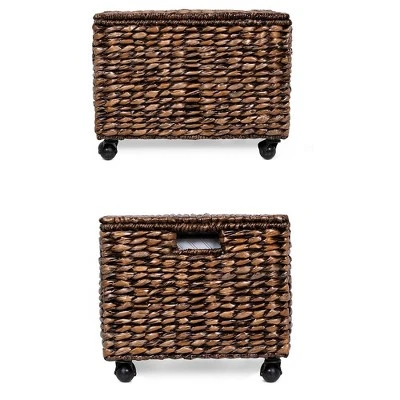 BirdRock Home Rolling Legal Letter File Organizer With Lid For Office - Brown Wash 5 BirdRock Home Rolling Legal Letter File Organizer With Lid For Office - Brown Wash - Image 5