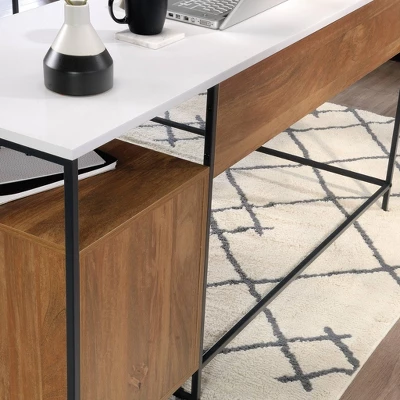 Tremont Row L-Shaped Desk With White Top Sindoori Mango - Sauder 6 Tremont Row L-Shaped Desk With White Top Sindoori Mango - Sauder - Image 6