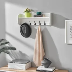 25" X 9" Entryway Floating Utility Wall Shelf With Hooks White - Danya B. 16 25" X 9" Entryway Floating Utility Wall Shelf With Hooks White - Danya B. -WorkHaven Sales Shop GUEST 6528a477 8720 49b9 9e29 2142968325de