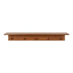 36" X 5" Alta Wood Shelf With 5 Posts Walnut Brown - Kate & Laurel All Things Decor