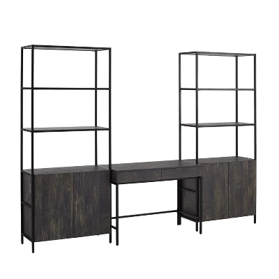 3pc Jacobsen Desk And Large Etagere Set Brown Ash - Crosley 4 3pc Jacobsen Desk And Large Etagere Set Brown Ash - Crosley - Image 4