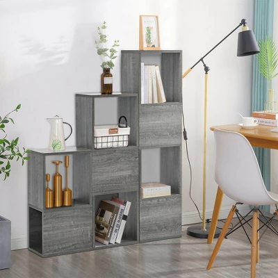 Costway Bookshelf Free Combination Bookcase Storage Organizer Display Shelf Gray 2 Costway Bookshelf Free Combination Bookcase Storage Organizer Display Shelf Gray - Image 2