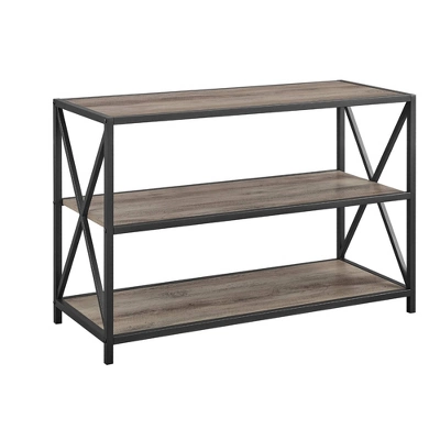 25.62" X Frame Metal And Wood Media Bookshelf - Saracina Home 9 25.62" X Frame Metal And Wood Media Bookshelf - Saracina Home - Image 9