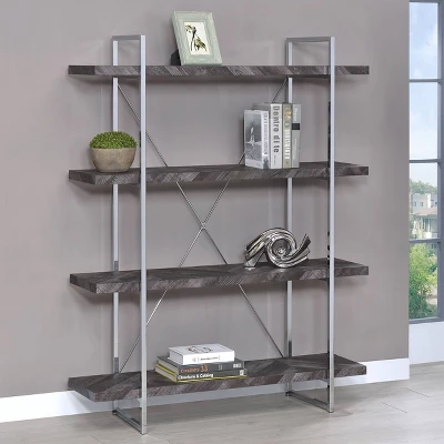 62.5" Grimma 4 Shelf Bookcase Rustic Gray - Coaster 1 62.5" Grimma 4 Shelf Bookcase Rustic Gray - Coaster
