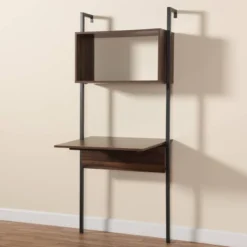 Fariat Walnut Wood And Metal Display Shelf With Desk Brown/Black - Baxton Studio 12 Fariat Walnut Wood And Metal Display Shelf With Desk Brown/Black - Baxton Studio -WorkHaven Sales Shop GUEST 668a632f d1f8 47e6 9cc1 25d5da5b585c