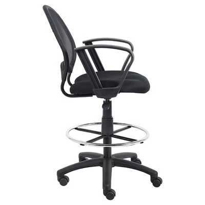 Mesh Drafting Stool With Loop Arms Black - Boss Office Products 4 Mesh Drafting Stool With Loop Arms Black - Boss Office Products - Image 4