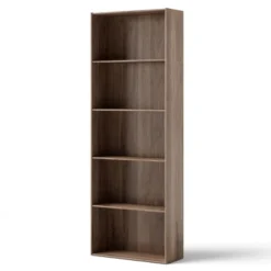 Costway 5-Shelf Storage Bookcase Stand Modern Multi-Functional Display Cabinet Walnut -WorkHaven Sales Shop GUEST 66dd36f9 9c56 456c 8e24 2852dec10044