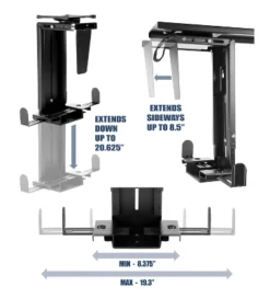Mount-It! CPU Desk Mount | Adjustable Under Desk Computer Mount W/ Anti-Theft Screw | CPU Holder W/ Sliding Track & 360 Deg. Swivel | 22 Lbs. Capacity