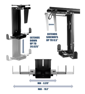 Mount-It! CPU Desk Mount | Adjustable Under Desk Computer Mount W/ Anti-Theft Screw | CPU Holder W/ Sliding Track & 360 Deg. Swivel | 22 Lbs. Capacity 1 Mount-It! CPU Desk Mount | Adjustable Under Desk Computer Mount W/ Anti-Theft Screw | CPU Holder W/ Sliding Track & 360 Deg. Swivel | 22 Lbs. Capacity
