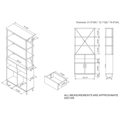 73.6" Skamania Rustic Bookcase Vintage Gray Oak - MiBasics 8 73.6" Skamania Rustic Bookcase Vintage Gray Oak - MiBasics - Image 8