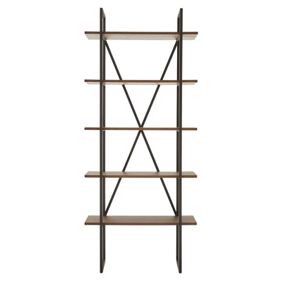 Nathyn 5 Shelf X Back Metal Post Bookshelf - Inspire Q 2 Nathyn 5 Shelf X Back Metal Post Bookshelf - Inspire Q - Image 2