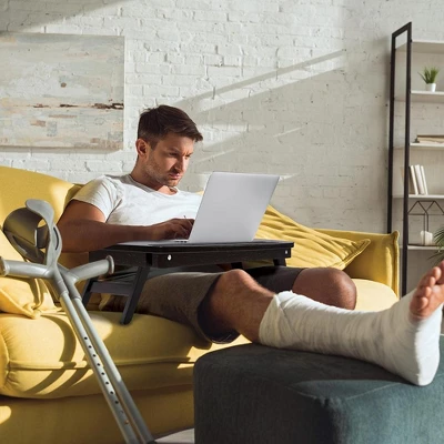 BirdRock Home Portable Sit Or Stand Desk With Storage Drawer And Media Slot - Espresso 2 BirdRock Home Portable Sit Or Stand Desk With Storage Drawer And Media Slot - Espresso - Image 2