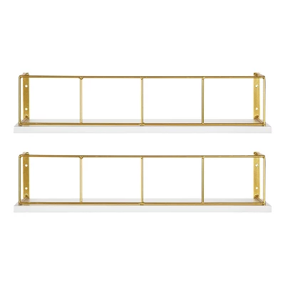 2pk 18" Benbrook Wood And Metal Wall Shelf Set White - Kate & Laurel All Things Decor 1 2pk 18" Benbrook Wood And Metal Wall Shelf Set White - Kate & Laurel All Things Decor