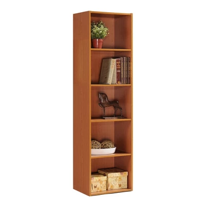 Hodedah Import 12 D X 16 W X 60 H Inch 5 Shelf Bookcase Storage Organizer Solution For Living Room, Bedroom, Or Office, Cherry Wood Finish 1 Hodedah Import 12 D X 16 W X 60 H Inch 5 Shelf Bookcase Storage Organizer Solution For Living Room, Bedroom, Or Office, Cherry Wood Finish