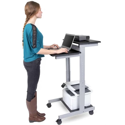 Stand Up Desk Store Rolling Adjustable Height Two Tier Standing Desk Computer Workstation 2 Stand Up Desk Store Rolling Adjustable Height Two Tier Standing Desk Computer Workstation - Image 2