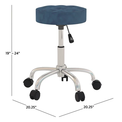 24.5" Nora Tufted Backless Adjustable Metal Vanity And Office Stool With Casters - Hillsdale Furniture 10 24.5" Nora Tufted Backless Adjustable Metal Vanity And Office Stool With Casters - Hillsdale Furniture - Image 10
