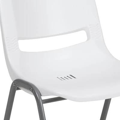 Emma And Oliver White Ergonomic Shell Student Stack Chair - Classroom Chair / Office Guest Chair 6 Emma And Oliver White Ergonomic Shell Student Stack Chair - Classroom Chair / Office Guest Chair - Image 6