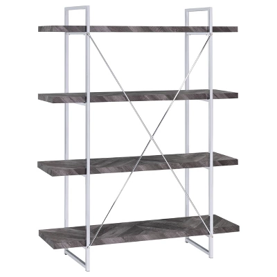 62.5" Grimma 4 Shelf Bookcase Rustic Gray - Coaster 4 62.5" Grimma 4 Shelf Bookcase Rustic Gray - Coaster - Image 4