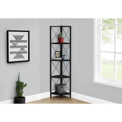 59.25" 4 Tier Mix Material X Design Etagere Bookcase - EveryRoom 1 59.25" 4 Tier Mix Material X Design Etagere Bookcase - EveryRoom