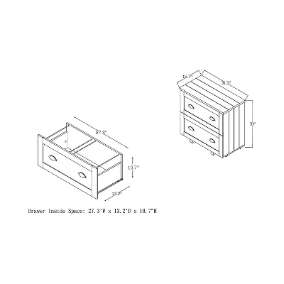 Garon Rustic 2 Drawer Filing Cabinet Walnut- MiBasics 5 Garon Rustic 2 Drawer Filing Cabinet Walnut- MiBasics - Image 5