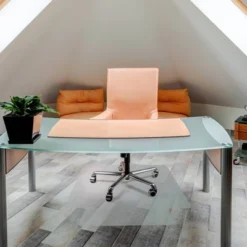 35"x47" Polycarbonate Anti-Slip Chair Mat For Hard Floors And Carpet Tiles Lipped Clear - Floortex