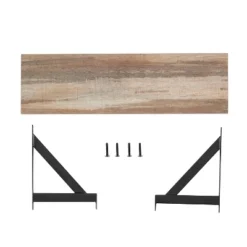 Genoa Wall Shelf On Triangular Metal Bracket Black/Rustic - Danya B. -WorkHaven Sales Shop GUEST 7180a11c b435 4a4d 9983 cbdc418a030e