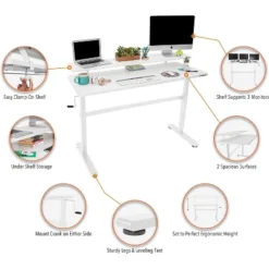 Tranzendesk Standing Desk With Clamp-On Shelf - 55" Sit To Stand Workstation With 55” Monitor Stand - White - Stand Steady -WorkHaven Sales Shop GUEST 71d7a2b0 c3cd 4d15 9266 4126bb6aca9e