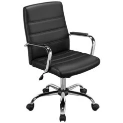 Yaheetech Mid-Back Office Chair With Arms 360° Swivel PU Leather Office Executive Chair -WorkHaven Sales Shop GUEST 72ec9274 f856 40f6 83c9 071be5d14ce6
