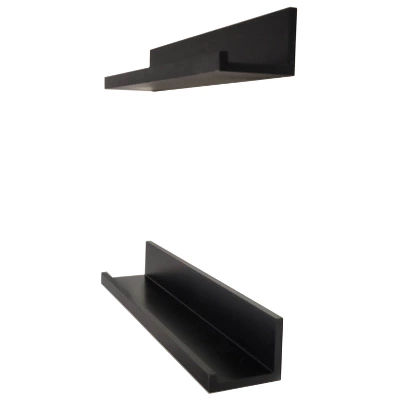 Set Of 2 (24") Modern Picture Ledge Wall Shelf Black - Inplace 2 Set Of 2 (24") Modern Picture Ledge Wall Shelf Black - Inplace - Image 2