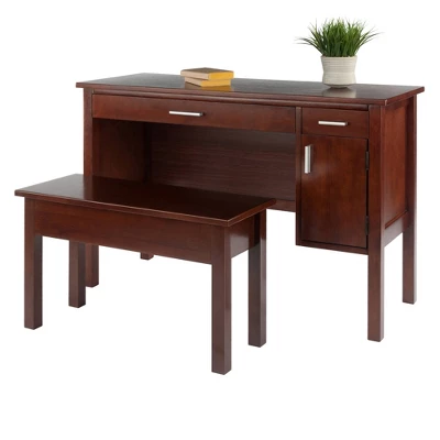 2pc Emmett Desk Set With Bench Walnut - Winsome 4 2pc Emmett Desk Set With Bench Walnut - Winsome - Image 4