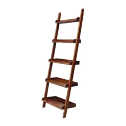 Set Of 2 75.5" 5 Shelf Leaning Bookcases - International Concepts