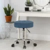 24.5" Nora Tufted Backless Adjustable Metal Vanity And Office Stool With Casters - Hillsdale Furniture