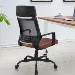Yaheetech Ergonomic Mesh Office Chair Height Adjustable Computer Chair, Brown