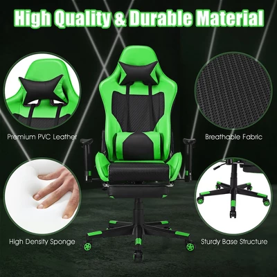 Costway Massage Gaming Chair Reclining Racing Office Computer Chair With Footrest WhiteBluePinkRed 8 Costway Massage Gaming Chair Reclining Racing Office Computer Chair With Footrest WhiteBluePinkRed - Image 8