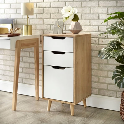 Este 3 Drawer Filing Cabinet Natural/White - Buylateral 1 Este 3 Drawer Filing Cabinet Natural/White - Buylateral