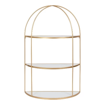 21" X 32" Freade Tiered Decorative Wall Shelf White/Gold - Kate & Laurel All Things Decor 1 21" X 32" Freade Tiered Decorative Wall Shelf White/Gold - Kate & Laurel All Things Decor